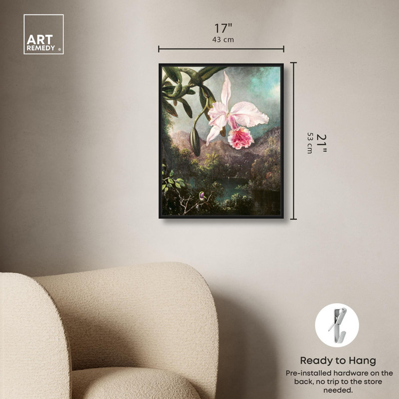 «Orchid Blossoms 1873», toile par Art Remedy, Noir, H 21 po x l 17 po, Cadre flottant