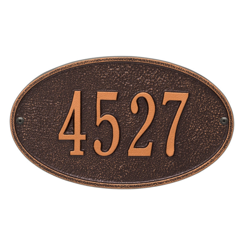 Plaque d'adresse murale ovale 1 ligne, Cuivre antique, Oui