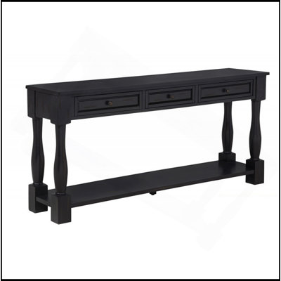 63" Long Console Table With Drawers And Shelf For Entryway, Hallway, Living Room, Acacia Wood Table