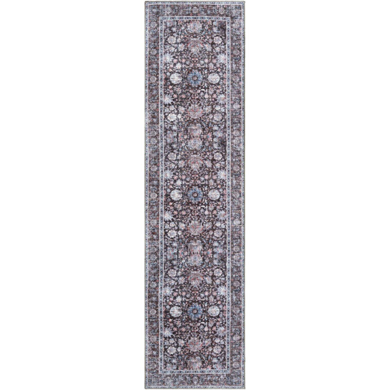 Tapis de couloir contemporain de couleur brun pacane Hukill, Tapis de couloir 2 pi 7 po x 10 pi