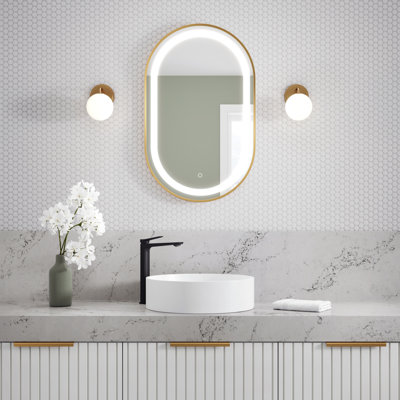 Cadre effet miroir brossé effet doré avec bandes givrées