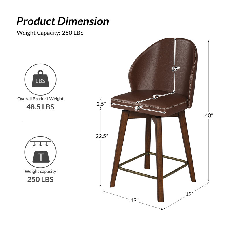 Tabouret pivotant en cuir Marithza, 6, Brown