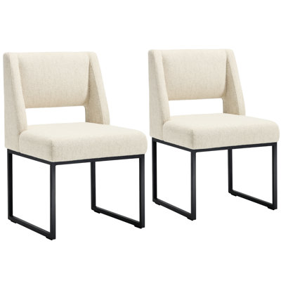 Markque 18.3" H Linen Upholstered Sled Base Side Chair with Metal Frame
