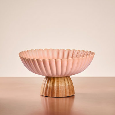 Patriana Ceramic Table Vase with Wood Base