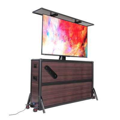 55" Outdoor TV Lift Cabinet with Motorized Remote Control, Weatherproof Aluminum Patio TV Stand with Wheels for Small Deck, Balcony & Backyard