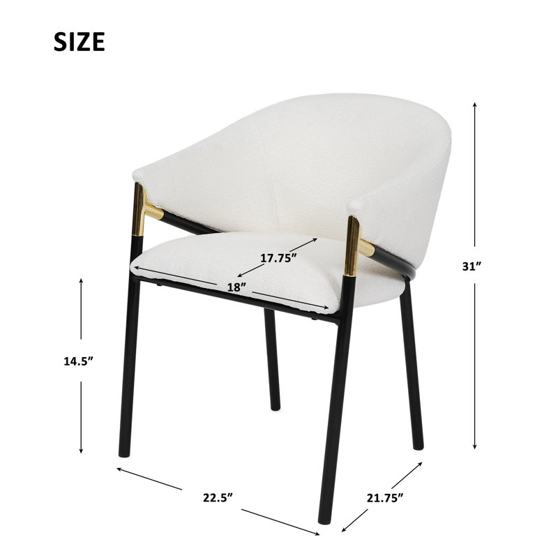 Chaises de salle à manger rembourrées modernes (ensemble de 2) - Chaises d'appoint à pieds en métal pour cuisine / salon / chambre à coucher