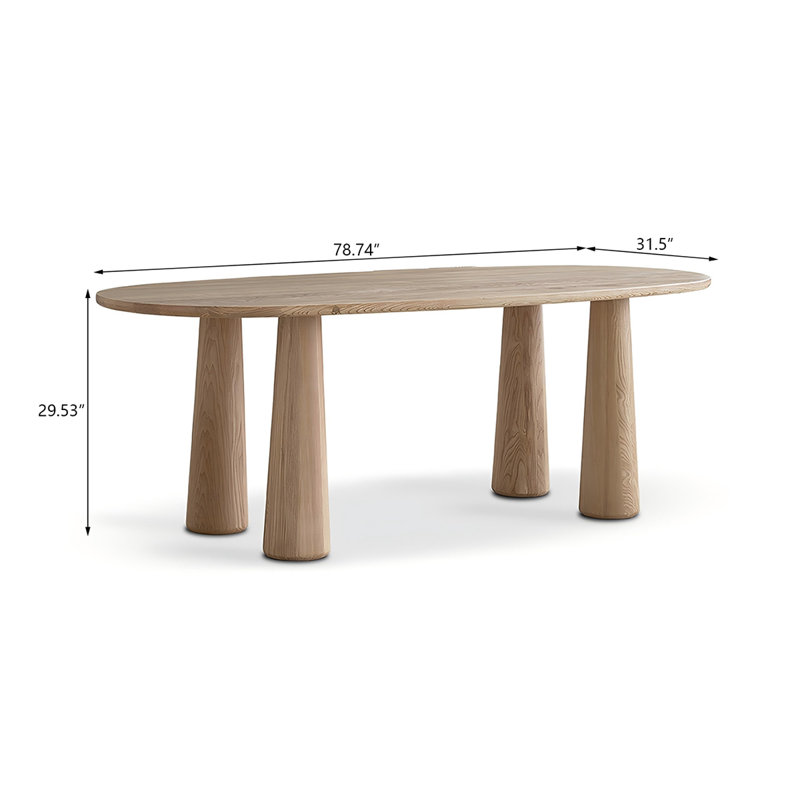 Oval Solid Wood Dining Table, 31.5" W x 78.74" L