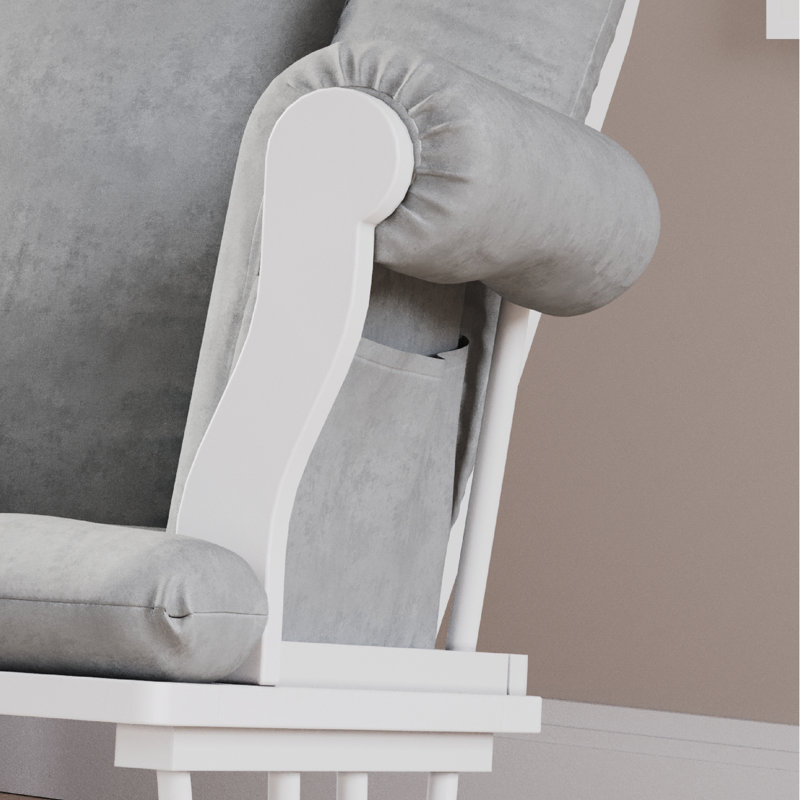 Matte White and Light Gray Glider with Ottoman Set