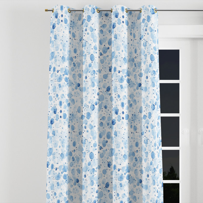 Rideaux occultant Modern - rideau à œillets à motif abstrait bleu océan - 1 panneau, Œillets dorés, L 52 po x L 120 po