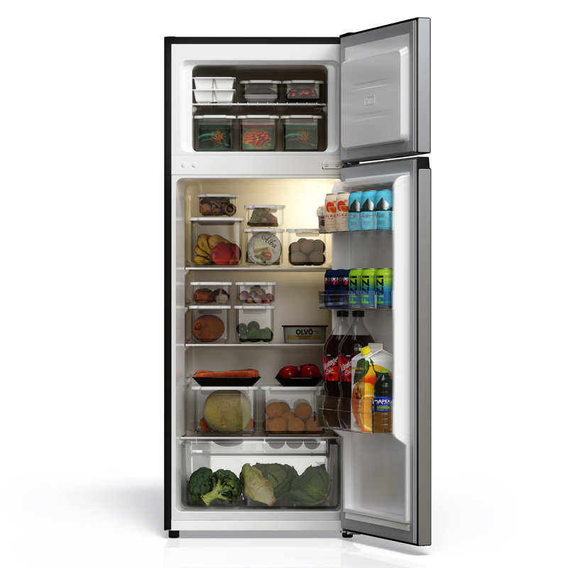 7.3 Cu. Ft. Double Door Refrigerator Silver with Freezer, Silver