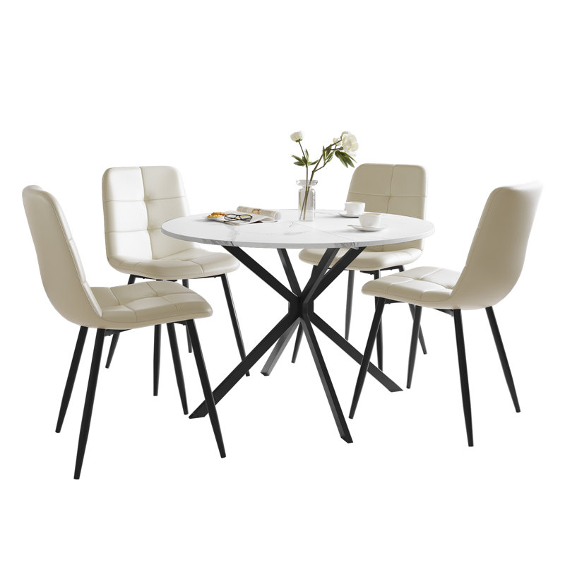 4 - Person Dining Set, Beige, White