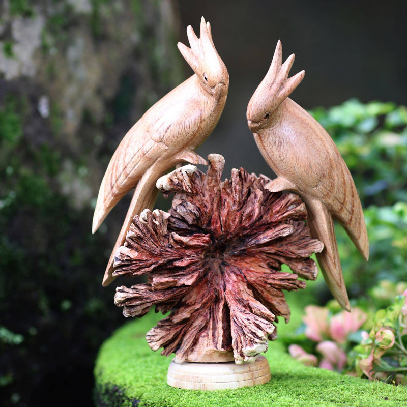 Couple de cacatoès, sculpture sur bois Bay Isle Home ™