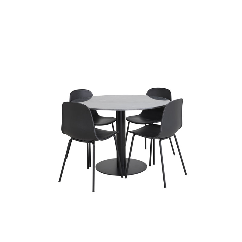 Roth 4 - Person Dining Set, Grey, Black