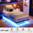Zoller Floating Bed Frame with LED & Charging Station, Modern Metal Platform Bed, No Box Spring Needed-812422483