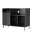 Support avec prise de courant et couvercle rabattable, table tournante avec rangement pour plus de 300 vinyles, console média à grain de bois noir avec 2 tiroirs, 27,6 po avec protection contre la poussière, assemblage requis