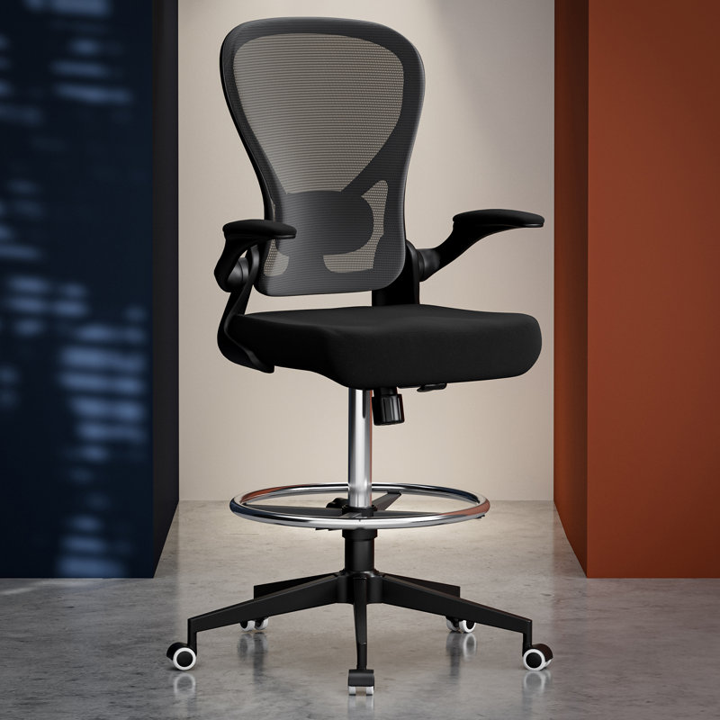Milahni Ergonomic Drafting Chair, Black, Black