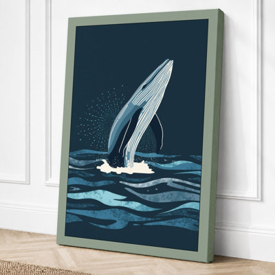 Whale Breaches Coastal - Wrapped Canvas