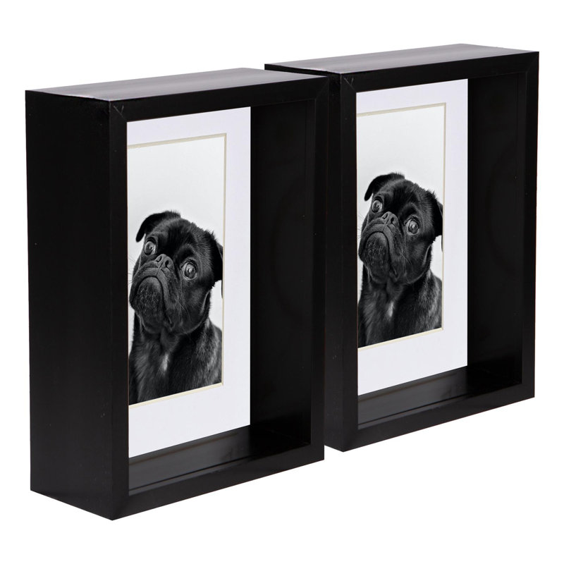 Nicola Spring - 5" x 7" 3D Deep Box Photo Frames - 4" x 6" Mount, Black