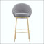 Tabouret de bar rembourré en métal - Structure plaquée or avec revêtement gris mélangé-1087847079