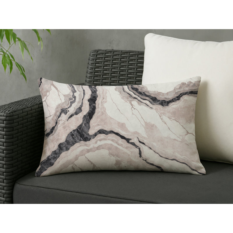 Coussin décoratif intérieur / extérieur gris Modern Modern, Gris abstrait 219, Rectangle H 14 po x l 20 po