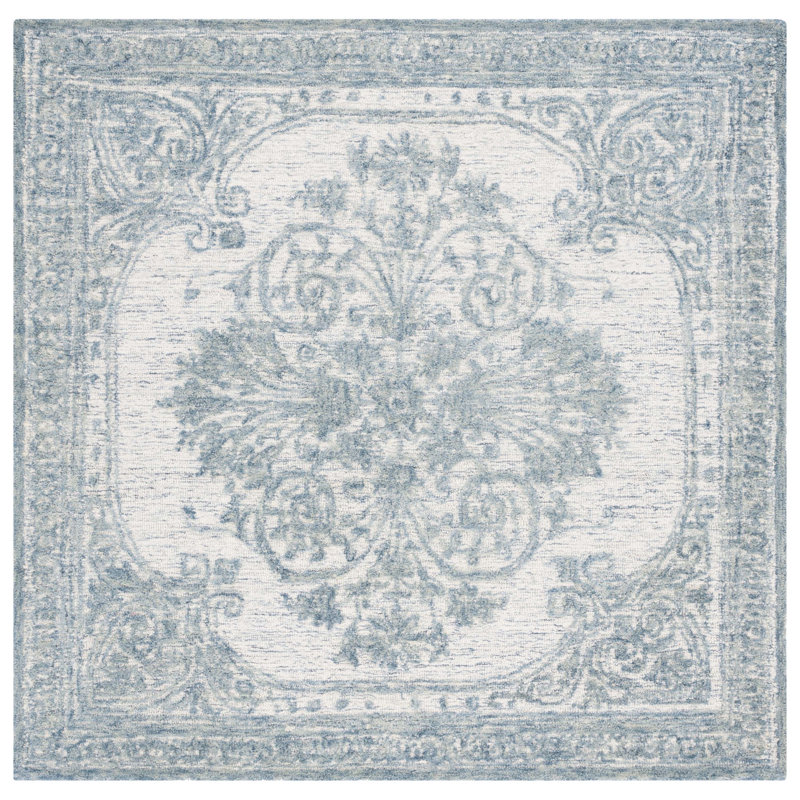Tapis bleu / ivoire Metro 616, Carré 6 pi