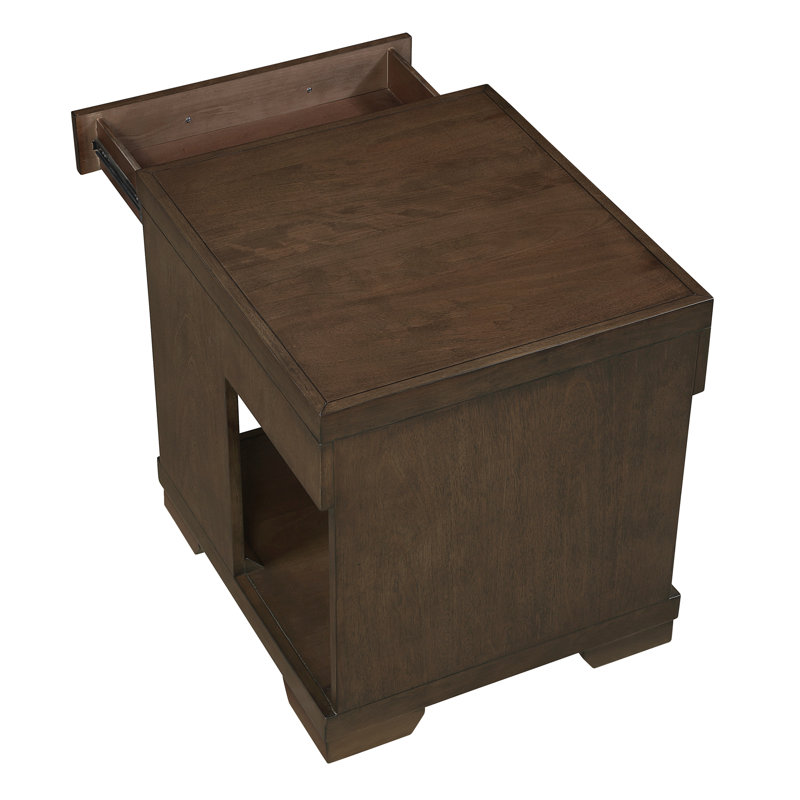 Table de bout de style moderne avec finition espresso et tiroir en queue d'aronde