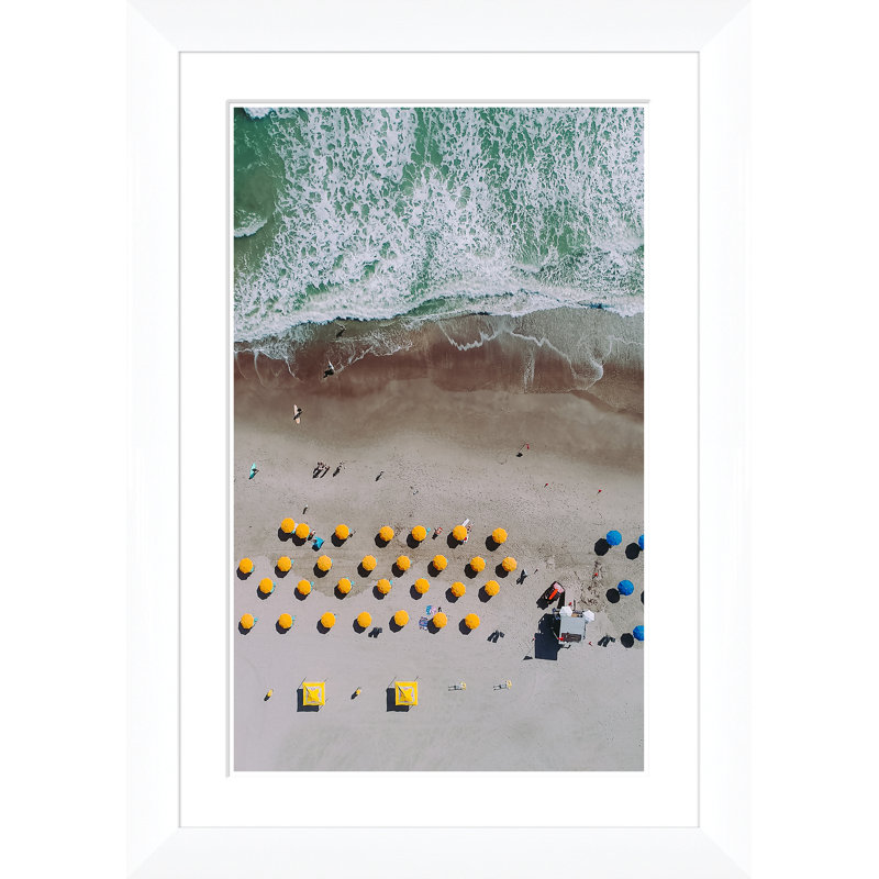 Yellow Umbrellas Framed Photographic Print, 44.5" H x 32" W x 1.75" D, White