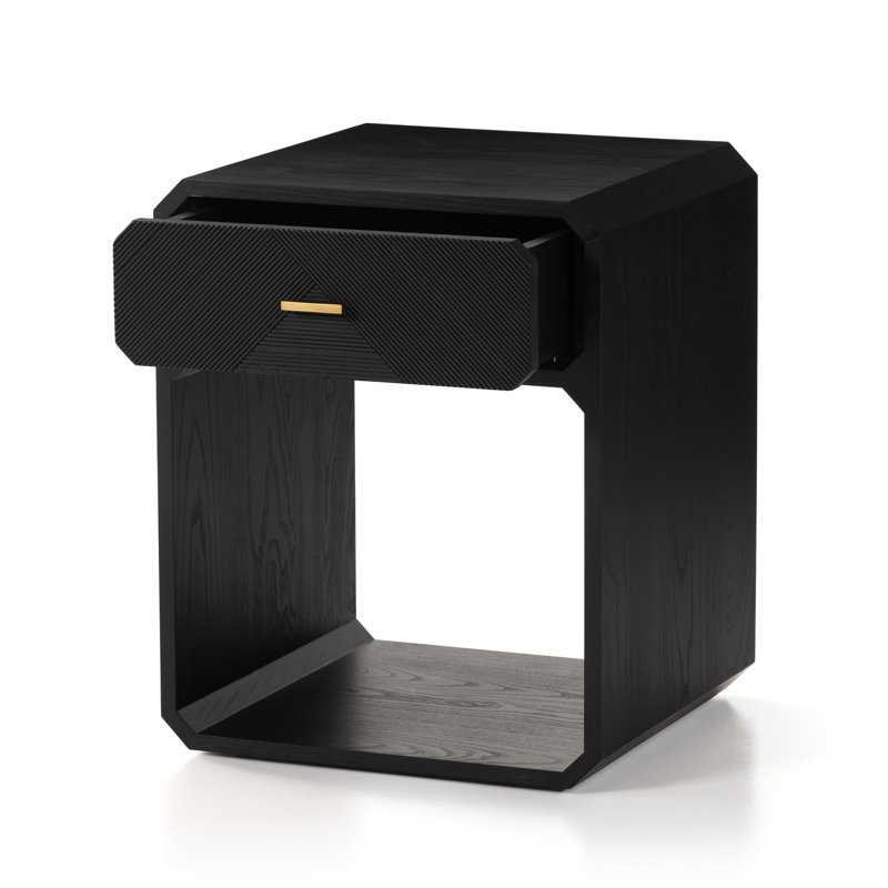 Caspian Nightstand-Black Ash Veneer, Black Ash