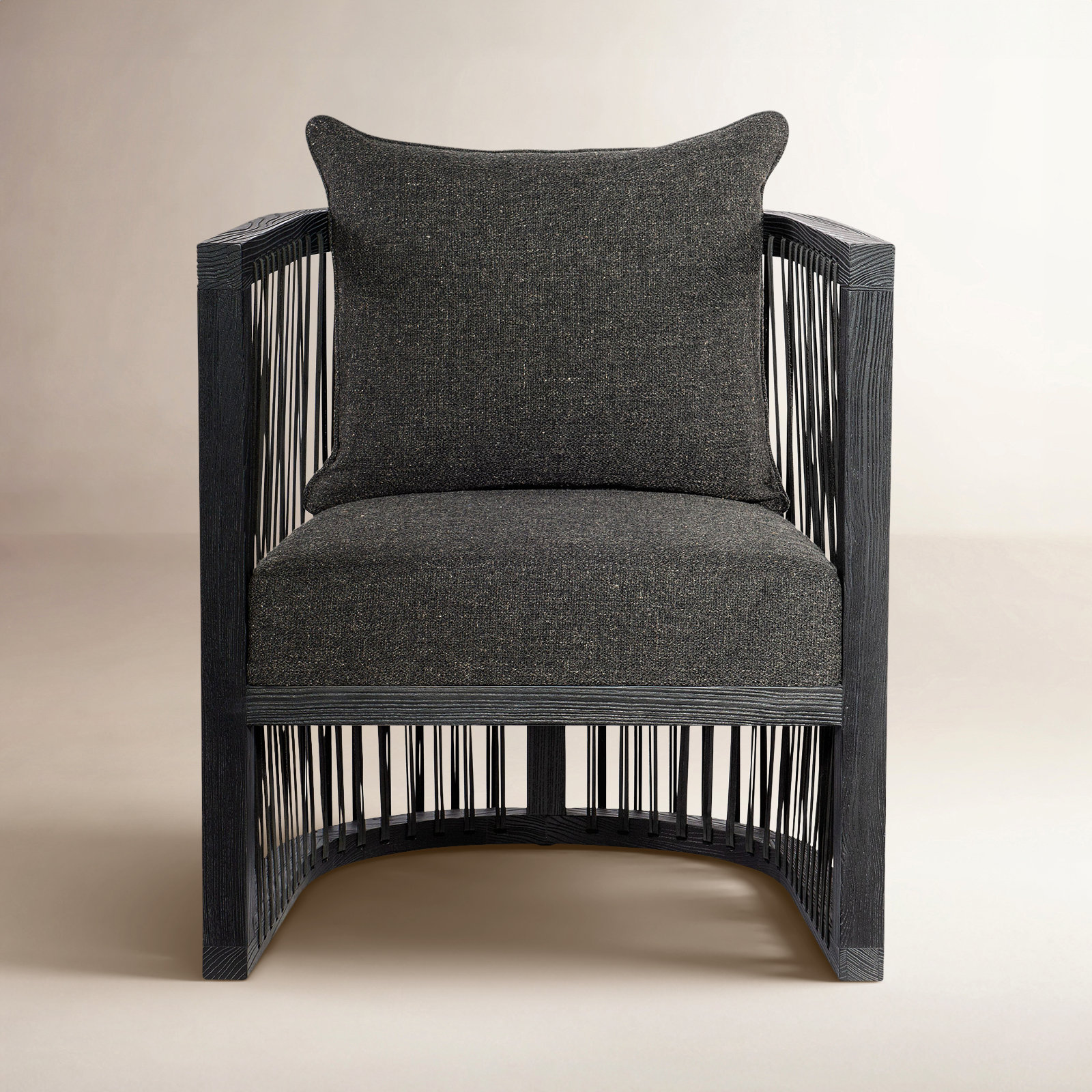 CC Upholstered Accent Chair, Black Linen Blend