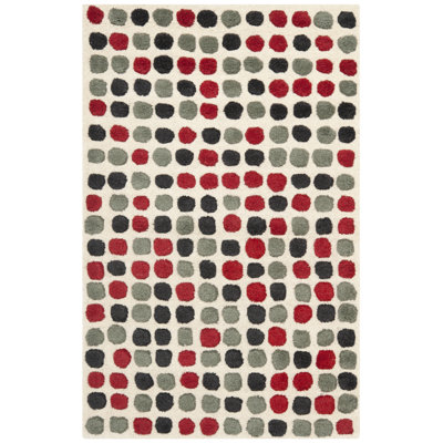 Candelo Hand-Tufted Wool Black/Red Area Rug