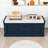 Storage Bench with 2 Drawers, 2 Cabinets and Removable Cushion for Entryway-1440841059