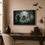 Art mural sur toile, "Antlered Skeleton Reaper" avec maison hantée et Halloween-360328355
