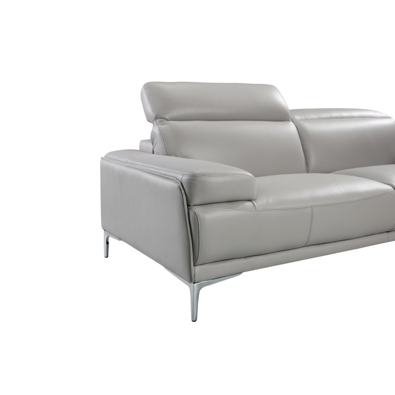 Mcglynn Upholstered 86'' Sofa, Light Gray Faux Leather, 36.6" H x 72" W x 38" D
