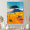 Acacia sur savane jaune - arbre, art mural africain, salon