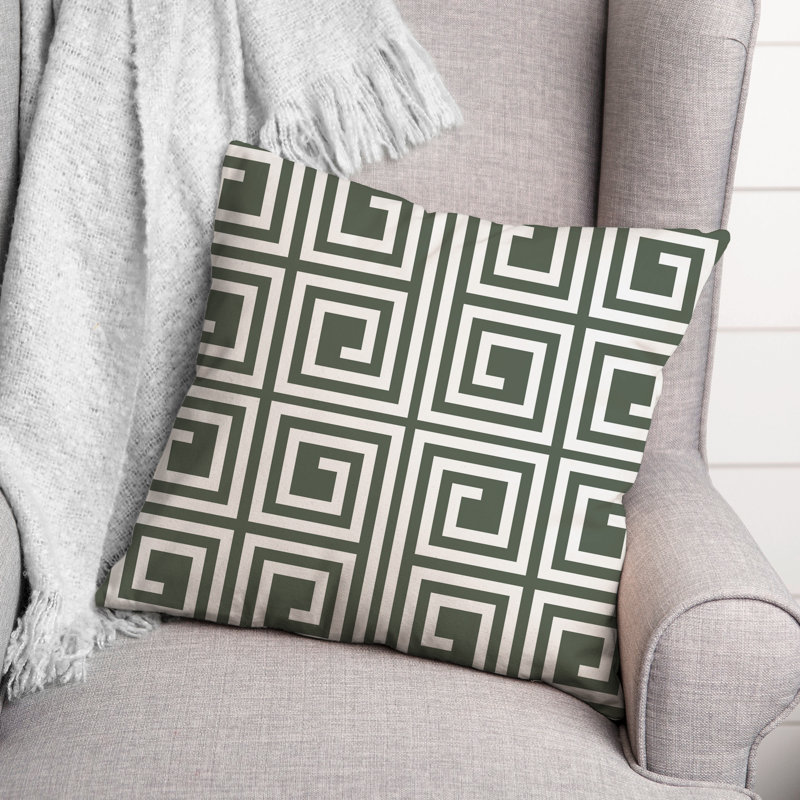  Coussin décoratif géométrique intérieur / extérieur en polyester, H 18 po x l 18 po, Sauge