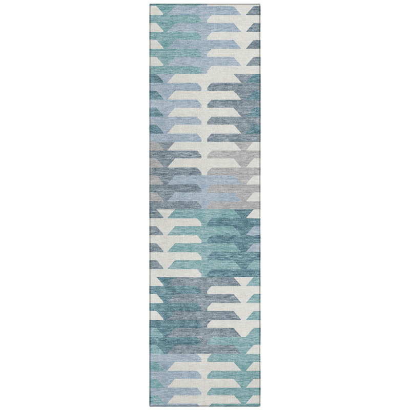 Machine Washable Indoor/Outdoor Aten ACN2328 Geometric Rug, Runner 2'3" x 7'6"