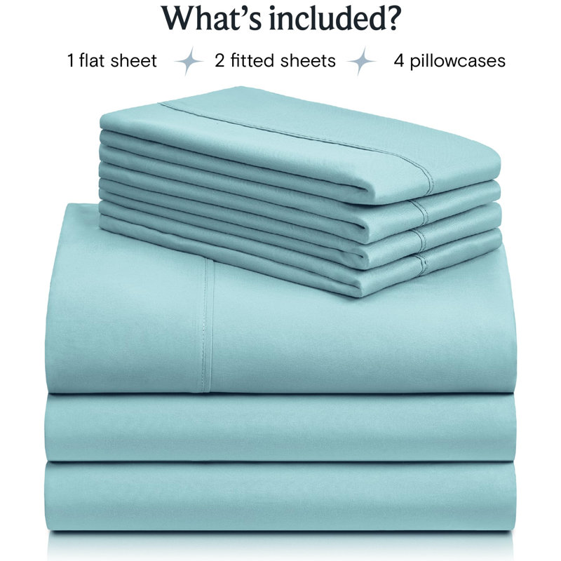 Luxclub 4 PC Aqua King Silky Soft Cooling Extra Deep Pocket Performance Sheet Set, King Sheet Set with 4 Pillowcases, Aqua