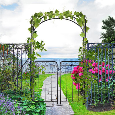 Tonnelle de jardin avec barrière, treillis en métal