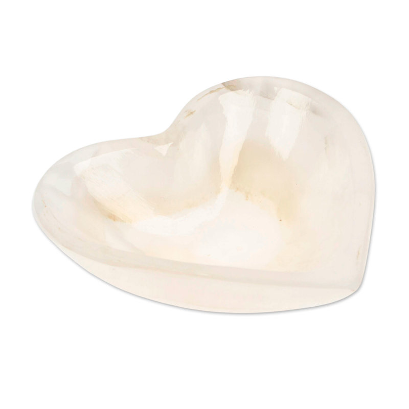 Novica Handmade White Heart Marble Catchall