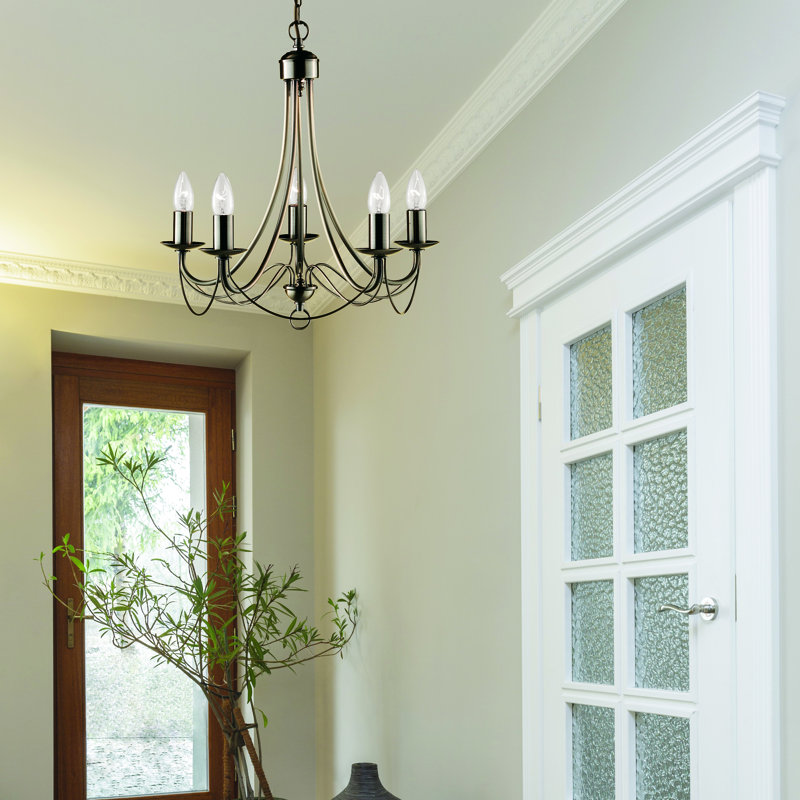 Georgetown Candle Style Chandelier, 56cm W, Antique Brass