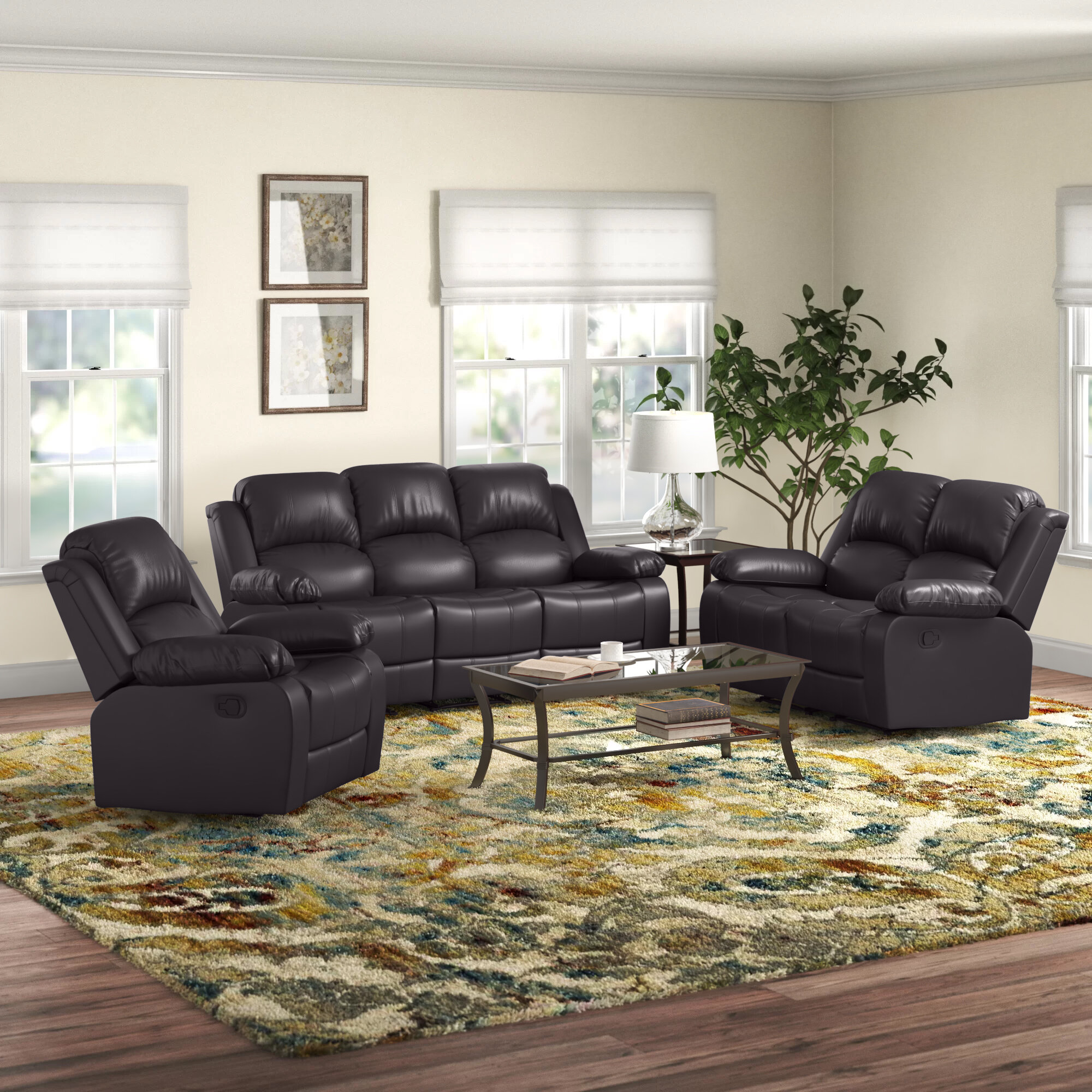 Hartranft 3 Piece Faux Leather Reclining Living Room Set