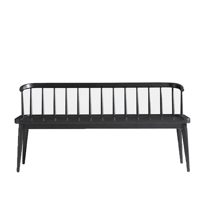 Banc de salle à manger noir en bois massif, H 30,31 po x l 62,99 po x P 16,93 po
