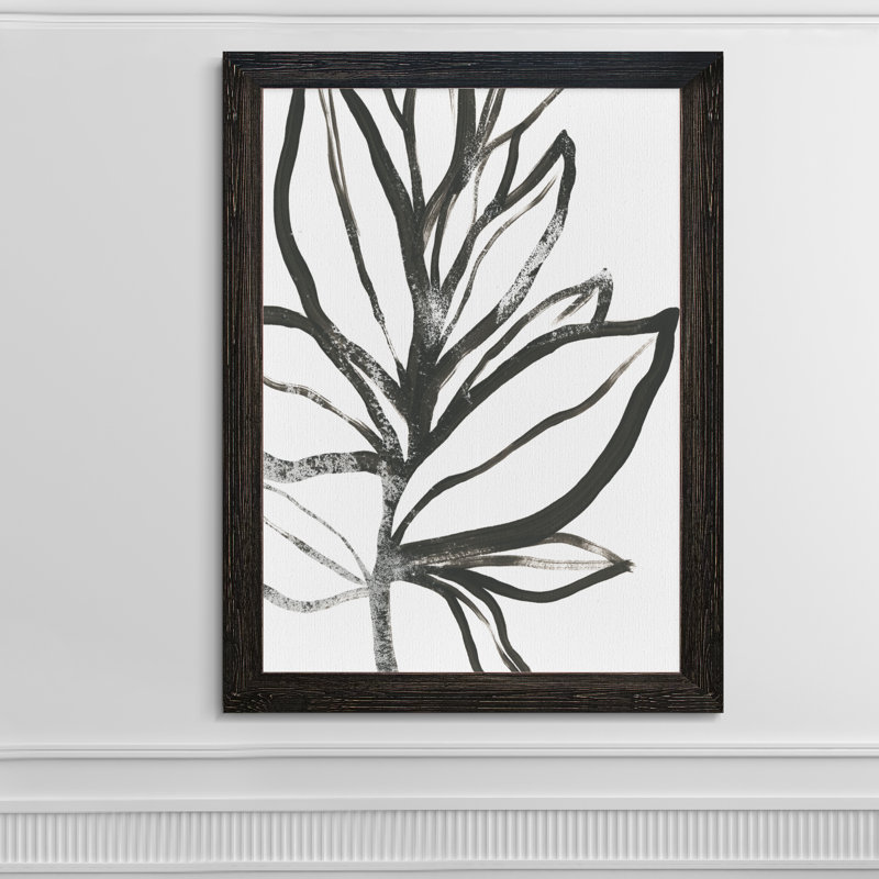 Reproduction d’art sur toile encadrée « leaf instinct i », Cadre ébène, H 38 po x l 28 po x P 1,25 po