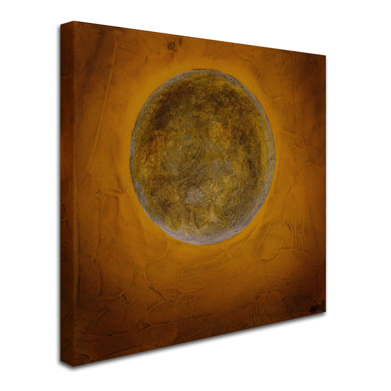 Golden Moon Abstract Canvas Art Print, 18" x 18"