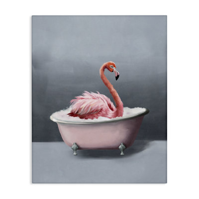 Flamingo in Bathtub Canvas Wall Art by Svetlana Aleynikova