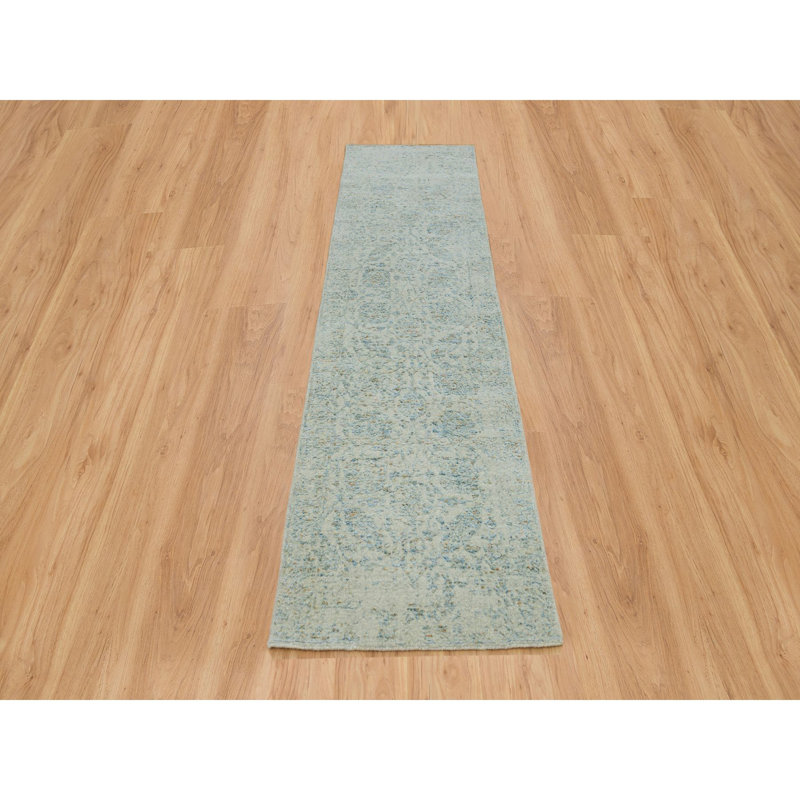 Tapis de passage unique, nouÃ© Ã  la main, 76 cm x 3 m, couleur bleue
