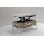 Table basse Mid-Century moderne à plateau relevable avec rangement géométrique / treillis