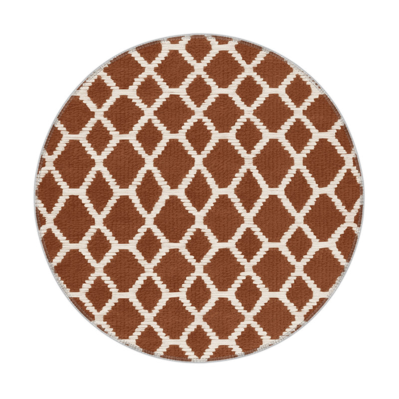 Tapis brun intérieur et extérieur Trellis, Rond 5 pi
