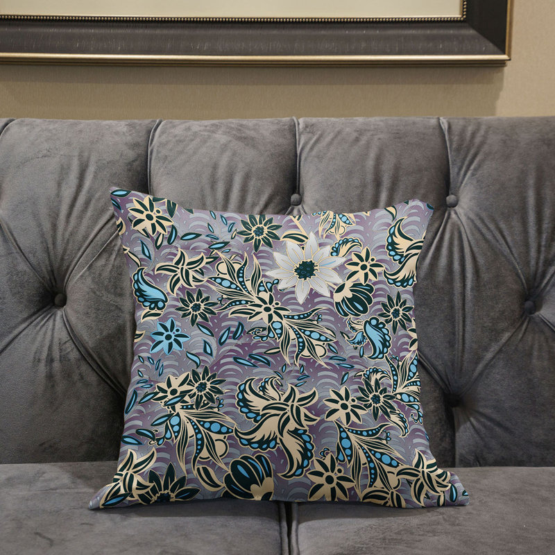  Housse et insert de coussin décoratif en polyester, 16 po x 16 po, Vert / mauve