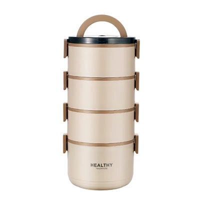  304 Stainless Steel Insulated Lunch Box, 4-Tier 95.88 fl oz Large Capacity Divided Lunch Box